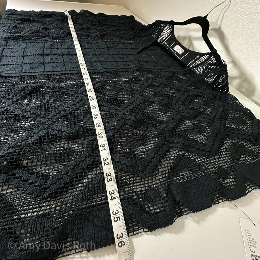 Free People Sunshine Crochet Kaftan in Black NWT